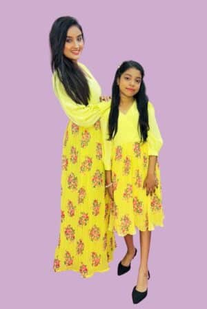 Yellow Georgette Crinkle Gown 4