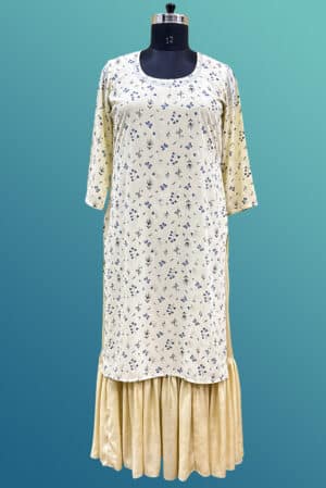 Frilled Gown with Printed Georgette Kurti 1