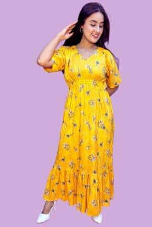 Full-Length Dress Made with Rayon Cotton Fabric 2