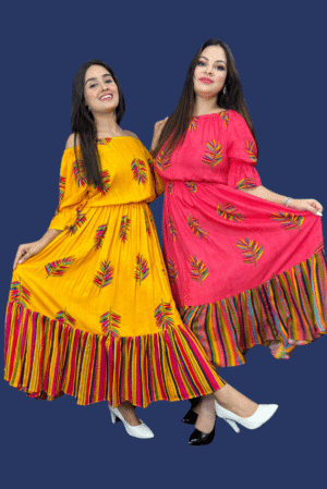 Indo Western Long Dress Made with Rayon Cotton Fabric 1