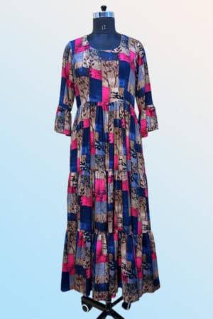 Multi Color Rayon Cotton Gown 1