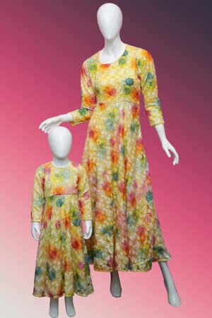 Multicolour Floral Net Gown 1