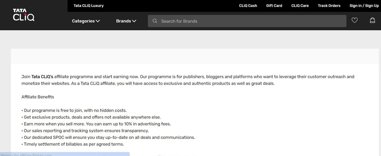 Tata Cliq's Affiliate Program