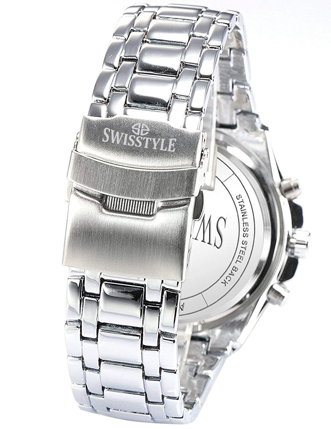 SWISSTYLE Two Tone Chrono Look Analog Stainless Steel Watch SS GR6612 For Men Clothing Clone