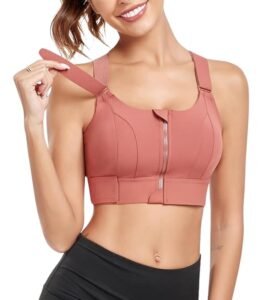 GLAMORAS Women Polyester Spandex High Impact Front Zip Sports Bra Longline Fitness Criss Cross Back Crop Tops for Gym, Yoga & Workout - Size: M-4XL