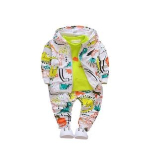 Googogaaga Boy's Cotton Printed Hoodie Sweatshirt with Joggers in White Baby Boys Clothing Set