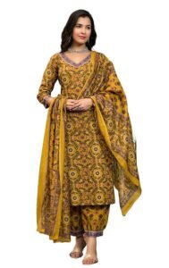 KLOSIA Women's Viscose Printed Kurta Pant With Dupatta Set