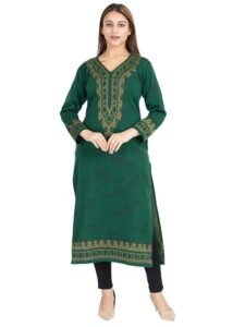 REBECCA Women's Winter Wear Jacquard Woolen Warm Kurti with Side Pockets