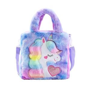 ADISA Unicorn Toddler Bag Princess Fur Crossbody Handbags Gift for Girls 1