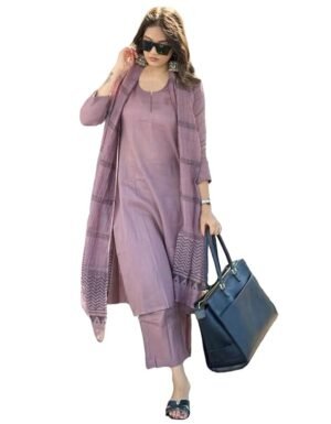 ANNI DESIGNER Women's Rayon Blend Solid Straight Kurta with Pant 2