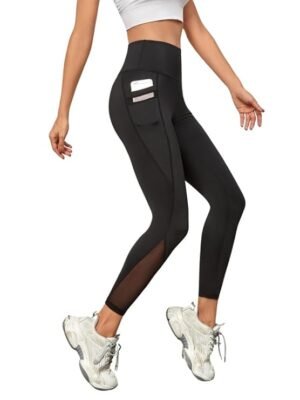 BLINKIN Gym wear Mesh Leggings Workout Pants with Side Pockets 1