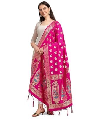 DEVANGI Women's Woven Banarasi Silk Zari Dupatta 2