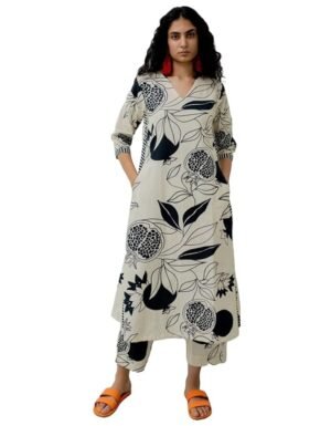 GoSriKi Women's Cotton Blend Straight Printed Kurta with Pant 2