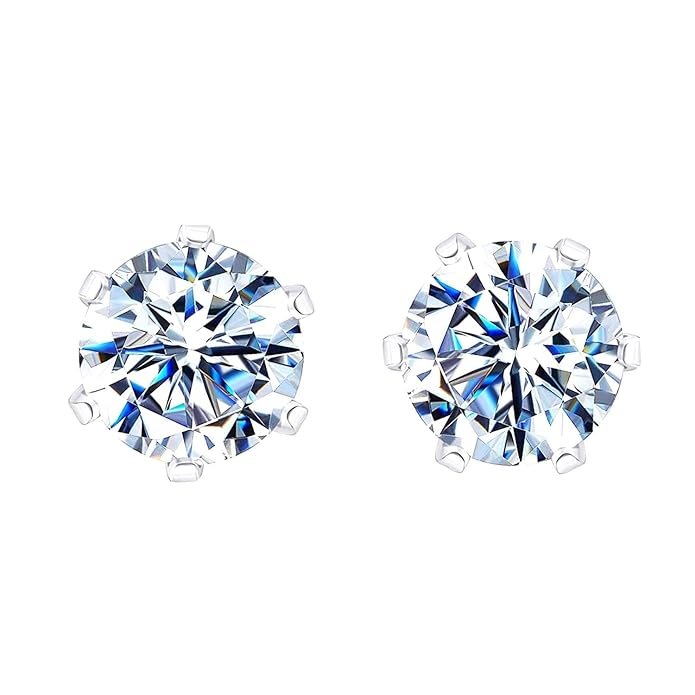 HIGHSPARK 925 Silver Solitaire Stud Earrings 1