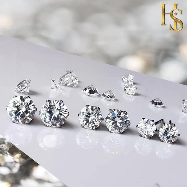 HIGHSPARK 925 Silver Solitaire Stud Earrings 6