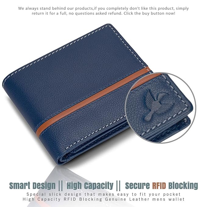 HORNBULL Denial Navy Leather Wallet for Men 6