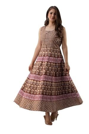Monique Brand Present Women's 100% Cotton Jaipuri Print Long Midi Maxi Dress 1