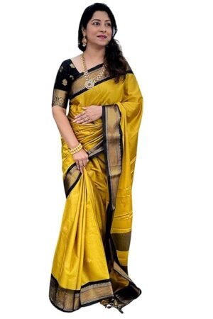 SGF11 Women's Kanjivaram Soft Lichi Silk Saree With Blouse Piece 1