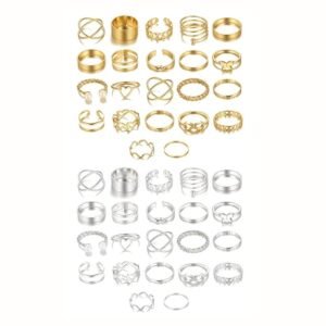 Shining Diva Fashion 44 pcs Combo Gold and Silver Plated Rings for Women and Girls 1