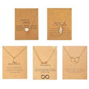 Shining Diva Fashion 5 Pcs Combo Latest Stylish Infinity Butterfly Pearl Necklace Jewellery Set for Women Pendant Necklace Gifts for Girls 1
