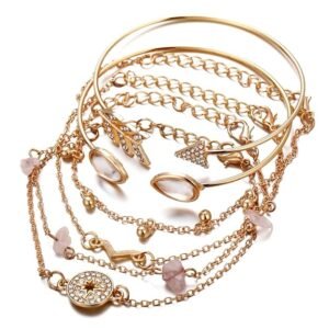Shining Diva Fashion Latest Stylish Multilayer Gold Plated Bangle Bracelet for Women and Girls 1