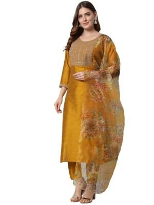 VredeVogel Women Silk Blend Kurta Pant with Dupatta Set 1